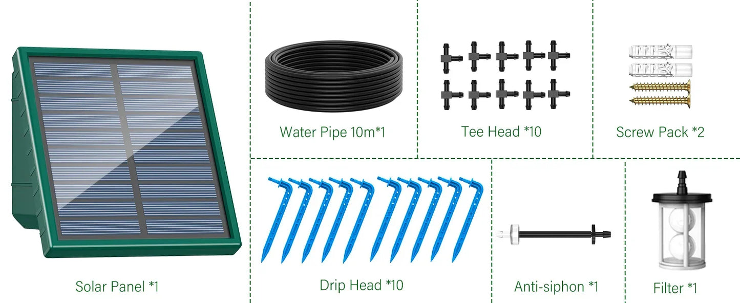 Automatisk bevattning med solenergi - Solcellsdriven droppbevattning för upp till 10 växter!